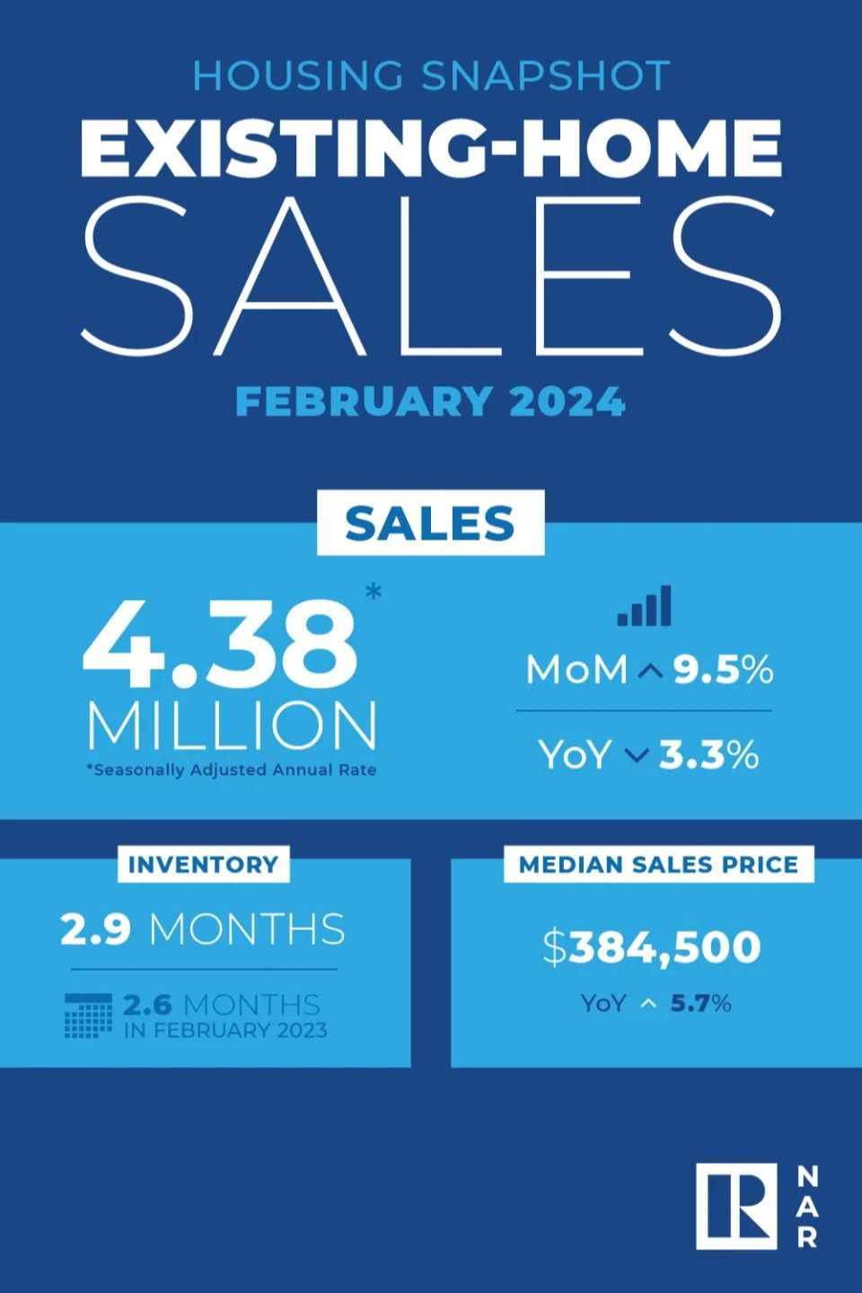 Feb 2024 Home Sales Data - Housing Snapshot Infographic